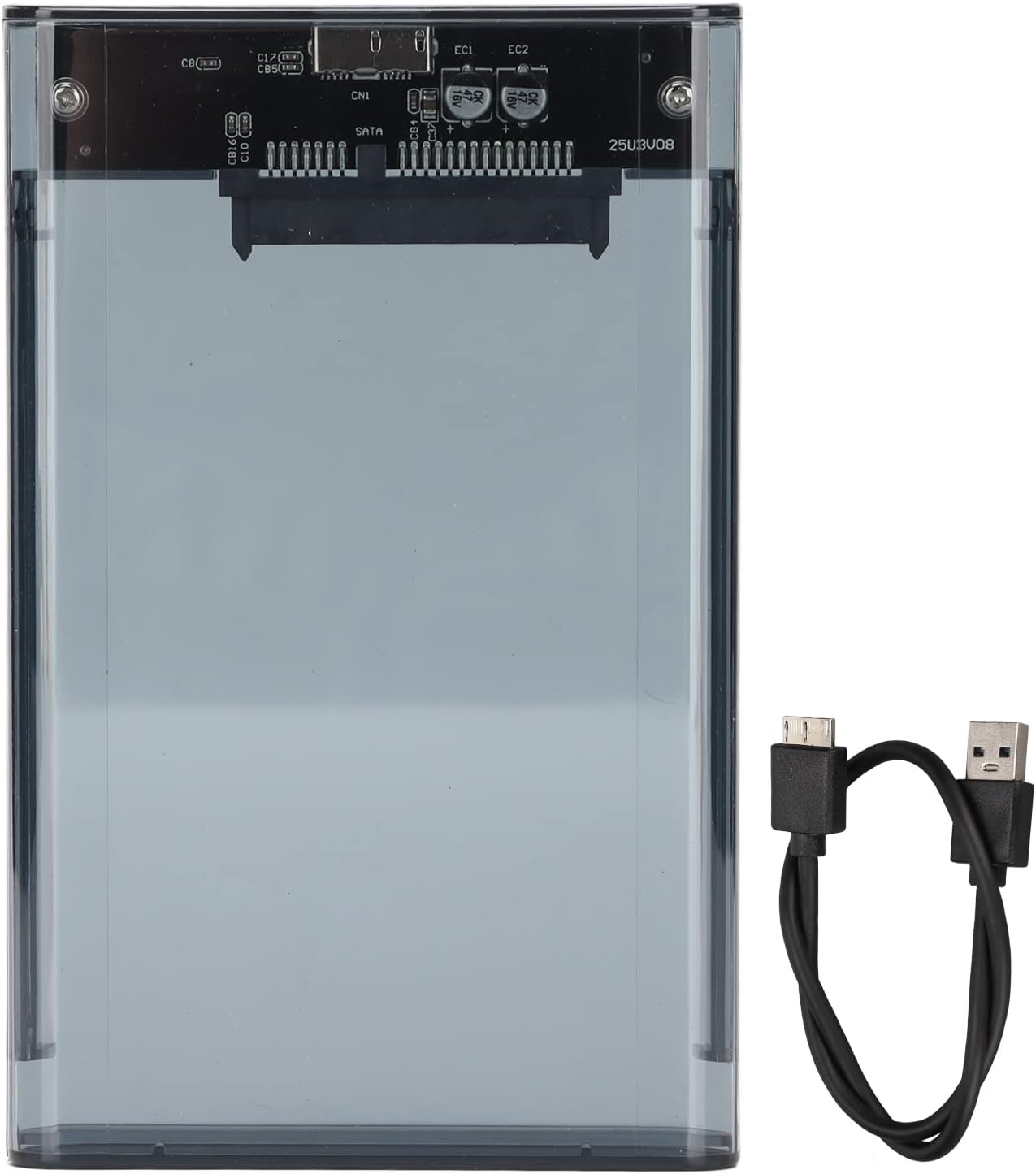 2.5'' External Hard Drive Enclosure USB 3.0 to SATA III Tool-Free Clear Hard Disk Case for 2.5 inch 7mm 9.5mm SATA HDD SSD Max 6TB Support UASP